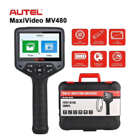 Autel MaxiVideo MV480 4.1" Digital Videoscope Dual Lens 8.5mm Inspection Camera 360°Rotation, 7 X Zoom, Upgraded Ver. of MV460 - Dynamex