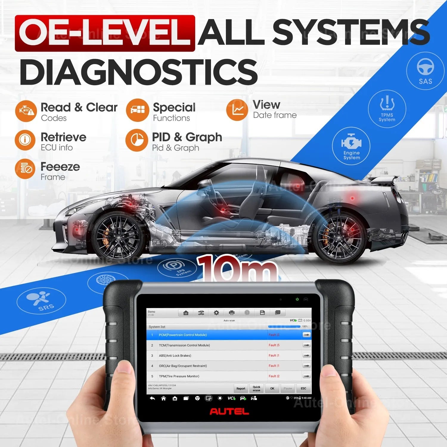 Autel MK808BT PRO Car Diagnostic Tool Autel New Upgrade OBD2 Scanner with Active Test Reset Service All System DiagnostiC - Dynamex