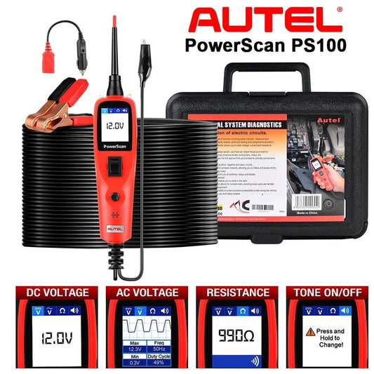 Autel PowerScan PS100 Car Electrical Circuit Tester Four Work Mode 12V/24V Automotive System Diagnostic AVOmeter Test Tool PS100 - Dynamex