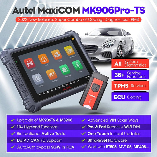 Autel Scanner MaxiCOM MK906PRO-TS Automotive Diagnostic Tool Bidirectional Scan Too ECU Coding Diagnostic Tool TPMS Programming - Dynamex
