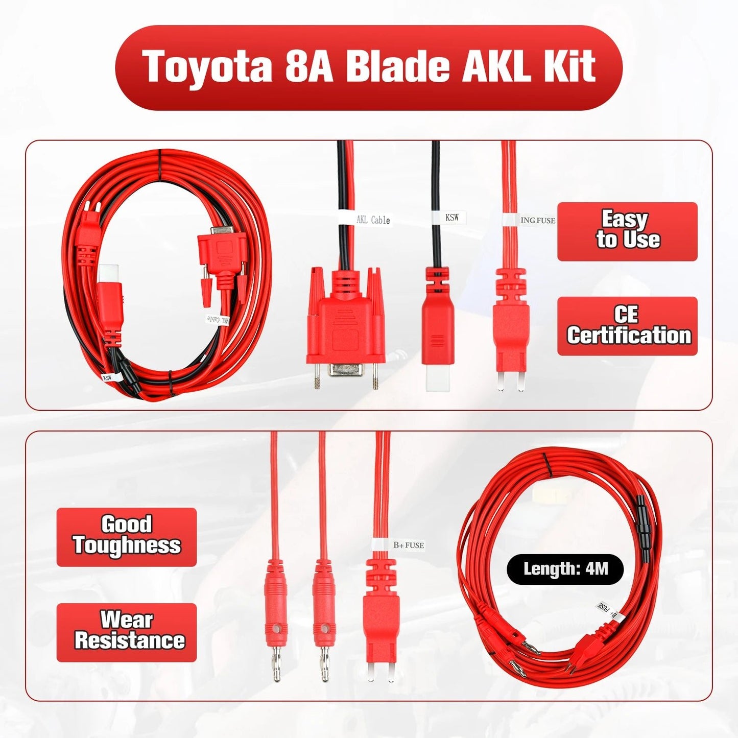 Autel Toyota 8A AKL Cable Blade Key All Keys Lost Adapter Autel Key Programming Accessory Work with IM508/ IM608 and G-Box3 - Dynamex