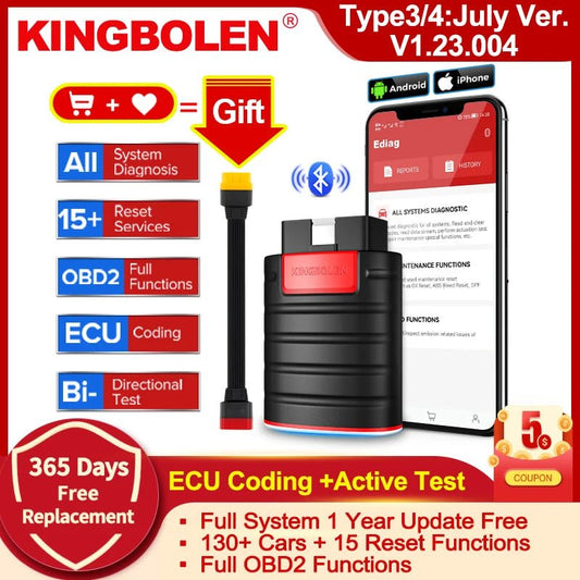KINGBOLEN Ediag ECU Coding Active Test Car Diagnostic Tools 1 Year Free Car OBD2 Scanner Tools Code Reader PK THINKCAR THINKDIAG - Dynamex