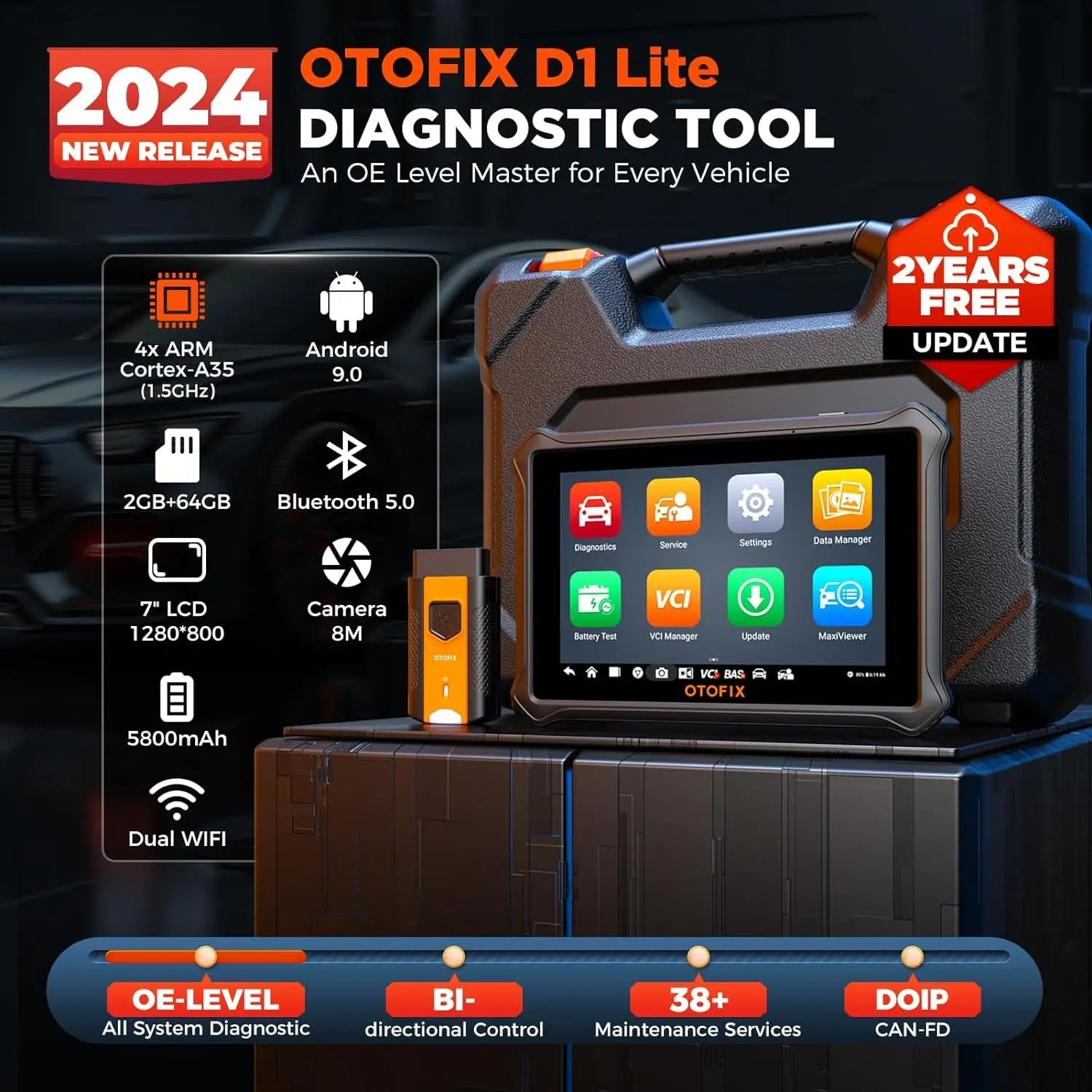 OTOFIX D1 LITE OBD2 Scanner Car Diagnostic Tool Bluetooth Wireless Bi-Directional Control OBD Automotive Scan Tool Active Test - Dynamex
