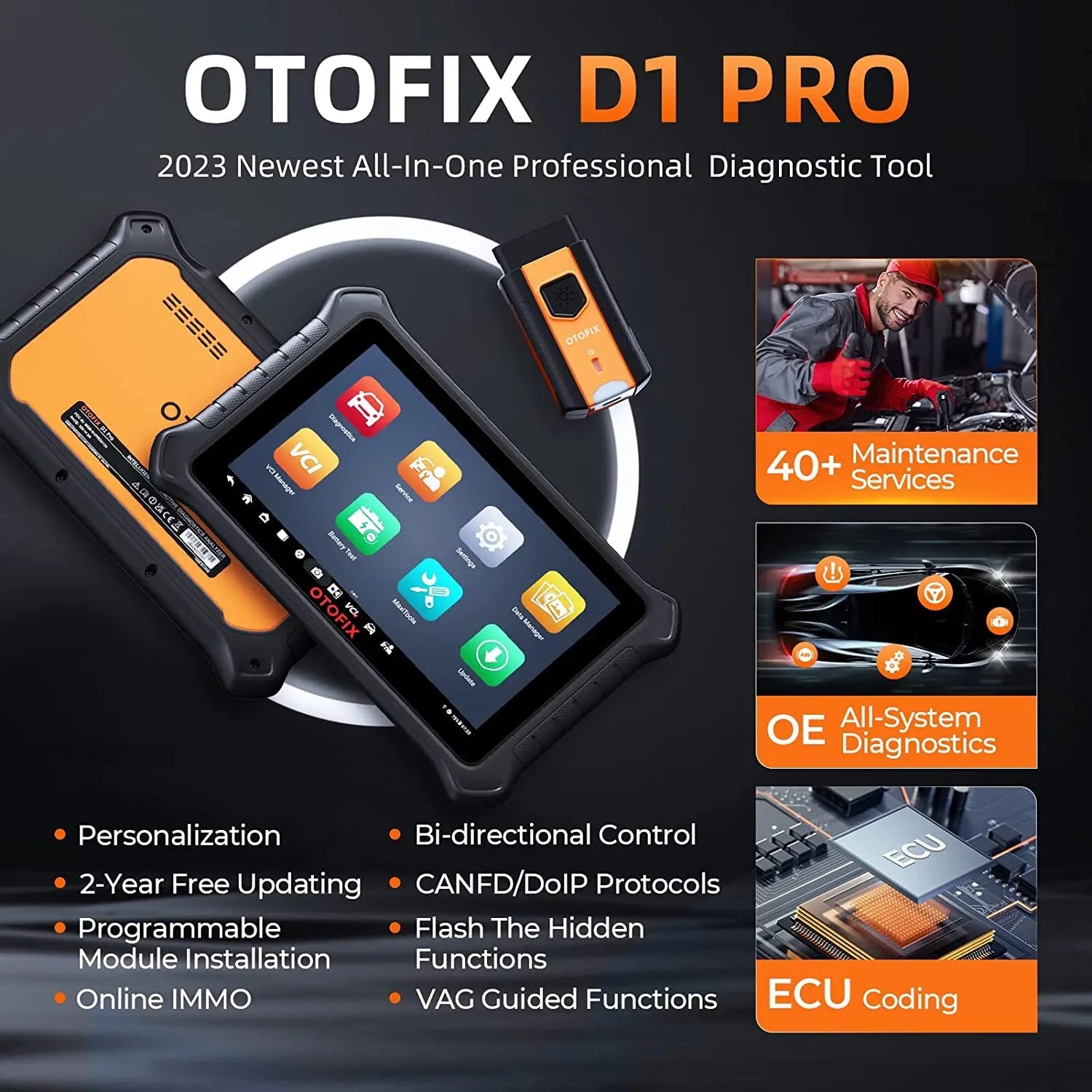 OTOFIX D1 PRO Diagnostic Scanner ECU Coding Bi-Directional Control Diagnostic Tools CANFD DoIP 2 Years Update Guided Functions - Dynamex