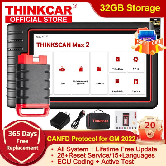 Thinkcar Thinktool Max 2 Automotive Scanner Professional Car Diagnostic Tools CAN-FD Full System Diagnostic Auto OBD2 Scanners - Dynamex
