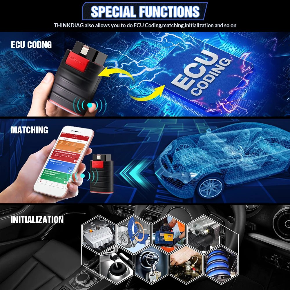 ThinkDiag ALL Car Brands All Reset Service 1 Year Free 2023 OBD2 Diagnostic Tool Active Test ECU Code Surpass July Ver Thinkdiag - Dynamex